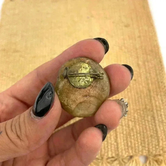 VTG Woman Abstract Pin Jewelry Handmade Gold Silver Lady Head Face Unique - Picture 2 of 7